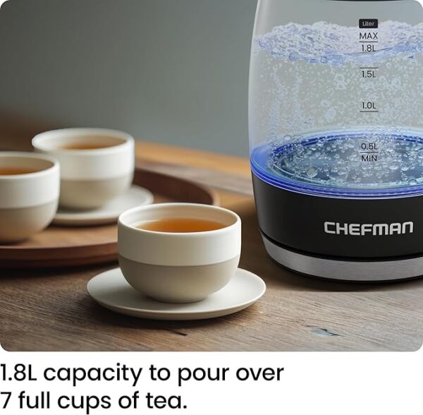 Chefman Electric Kettle, 1.8L 1500W, Hot Water Boiler - Image 3