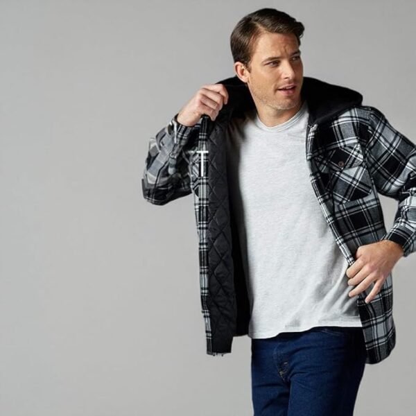 Wrangler Authentics Men's Long Sleeve Quilted Lined Flannel Shirt Jacket - Image 4