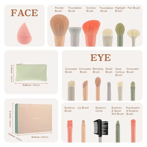 Docolor Makeup Brushes Set 17Pcs Morandi - Image 3
