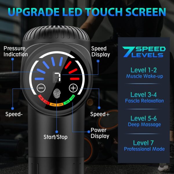 TOLOCO Massage Gun, Deep Tissue Back Massage for Athletes for Pain Relief, - Image 2