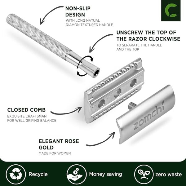 ZOMCHI Double Edge Safety Razor for Men & Women - Image 3