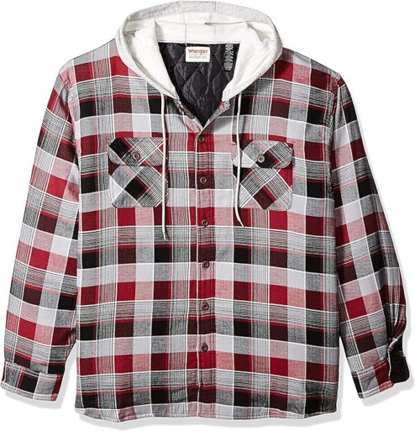 Wrangler Authentics Men's Long Sleeve Quilted Lined Flannel Shirt Jacket