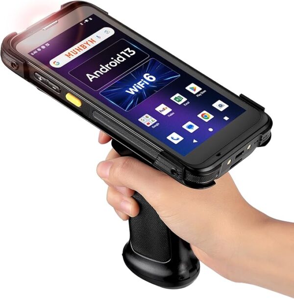 MUNBYN IPDA101P 2024 New Android 13 Barcode Scanner with Pistol Grip, Wi-Fi 6 Mobile