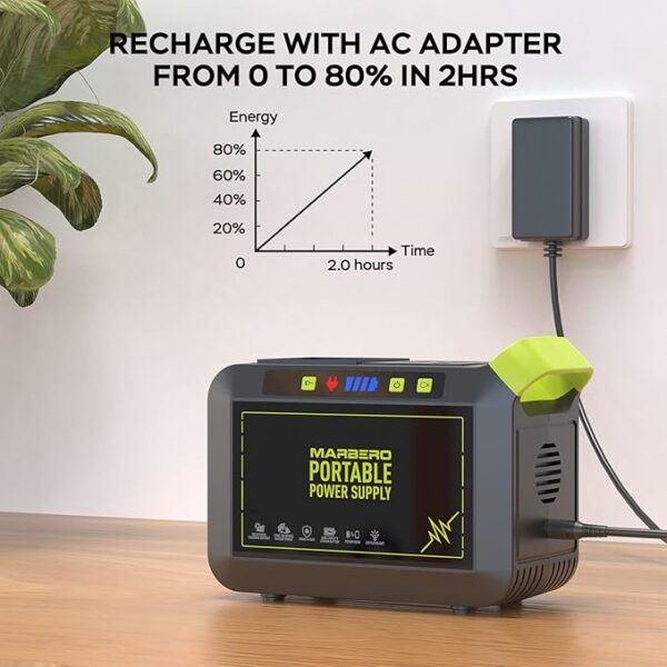 MARBERO Portable Power Station 88Wh Camping Lithium Battery Solar Generator - Image 2