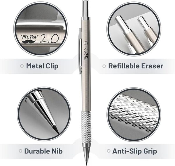 Mr. Pen- Metal Mechanical Pencil Set with Lead and Eraser Refills - Image 5