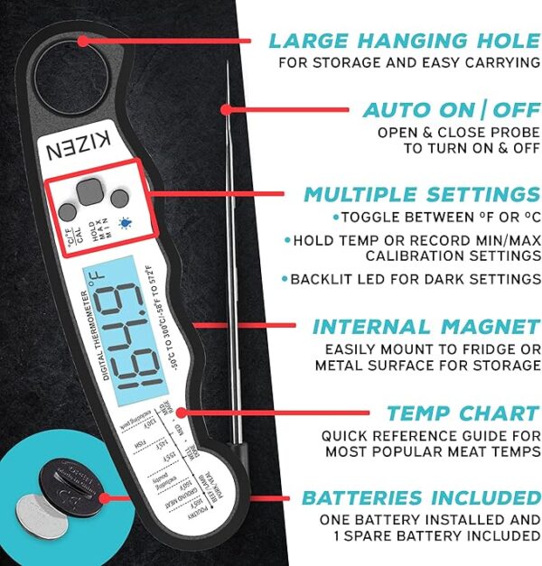 Food Thermometer for Cooking, - Image 3